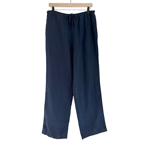 NWT Jones New York Linen Women’s Drawstring Waist Pants Navy Blue Size‎ 10 - Picture 1 of 8